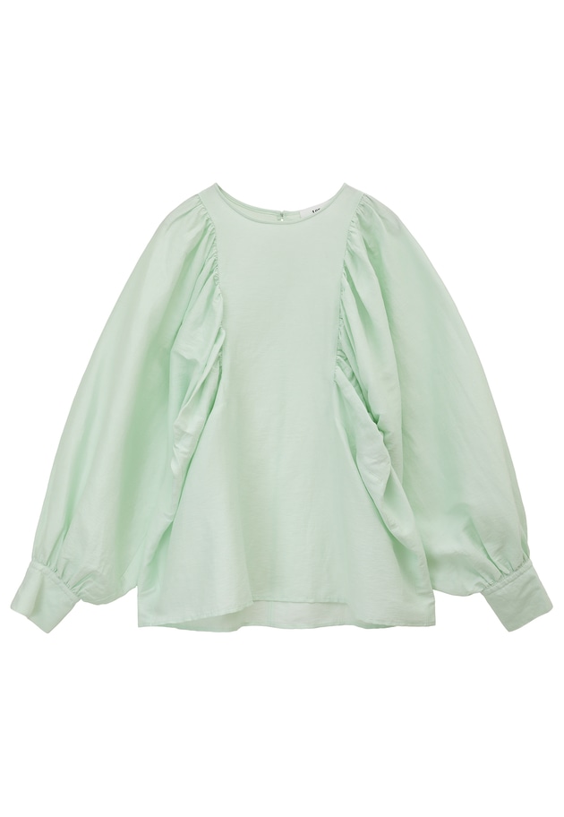 シアーリネンギャザーブラウス 詳細画像 Green 1