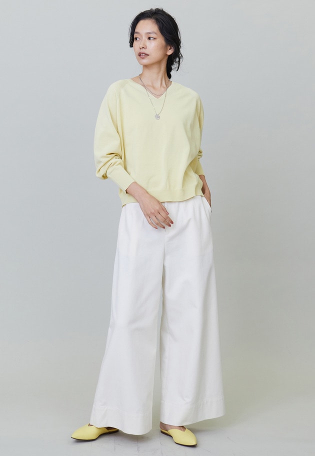 コットンシルクホールガーメントVネックプルオーバー 詳細画像 Yellow 2