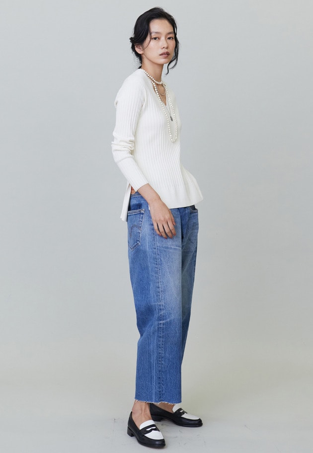 コットンワイドリブVネックプルオーバー 詳細画像 Offwhite 3