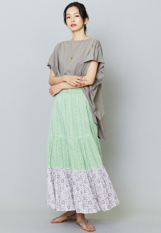 SARA MALLIKA/ロングスカート/コットン/総柄/ブラック/020301336