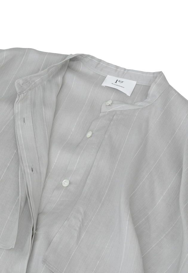 テンセルシルクストライプケープシャツドレス 詳細画像 Gray 9