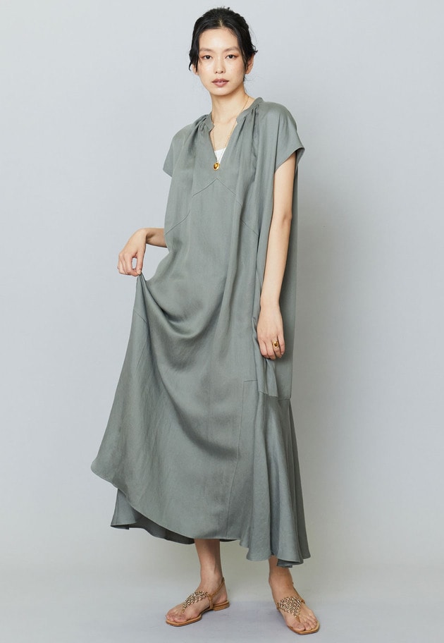 【WEB限定カラー】テンセルリネンスキッパーロングワンピース 詳細画像 WEB限定 Khaki 2