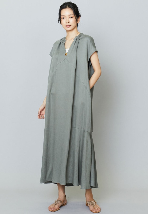 【WEB限定カラー】テンセルリネンスキッパーロングワンピース 詳細画像 WEB限定 Khaki 5