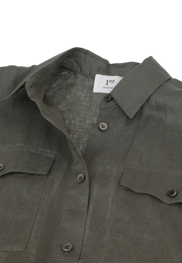 【WEB限定カラー】ウォッシュリネン シャツワンピース 詳細画像 Khaki 10