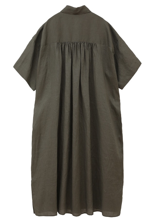 【WEB限定カラー】ウォッシュリネン シャツワンピース 詳細画像 Khaki 5