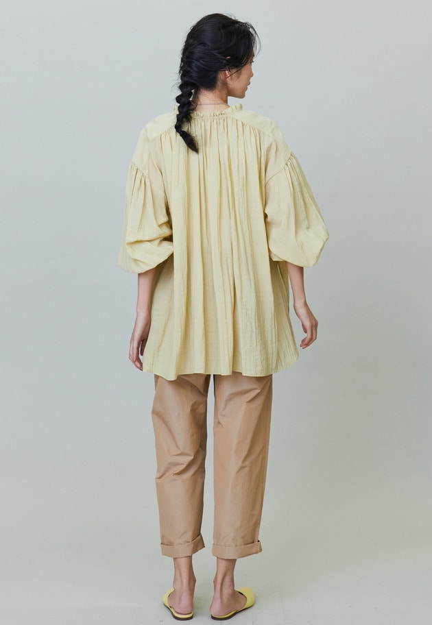 レーヨンナイロンギャザーブラウス 詳細画像 Yellow 5