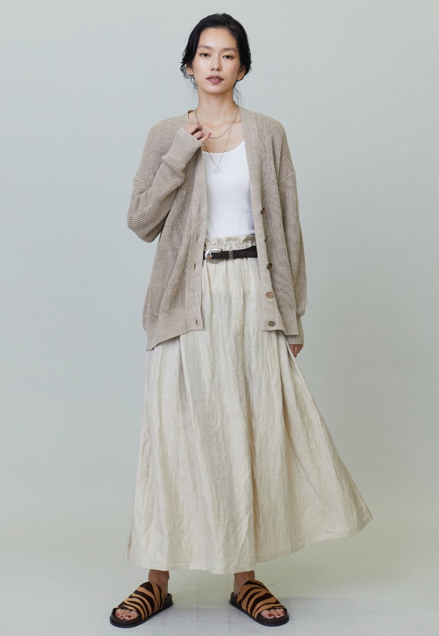 【予約】リネングロスワッシャーマキシスカート 詳細画像 Beige 2