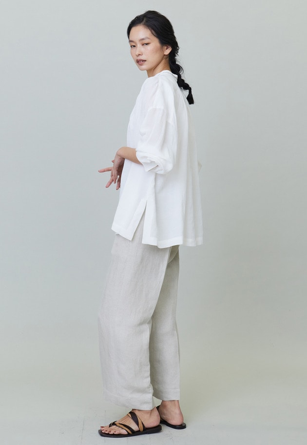 ウォッシャブルレーヨンリネンギャザーブラウス 詳細画像 Offwhite 5