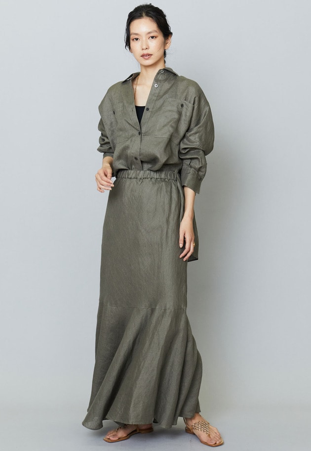 【追加入荷】ウォッシュリネンオーバーシャツ 詳細画像 Khaki 5