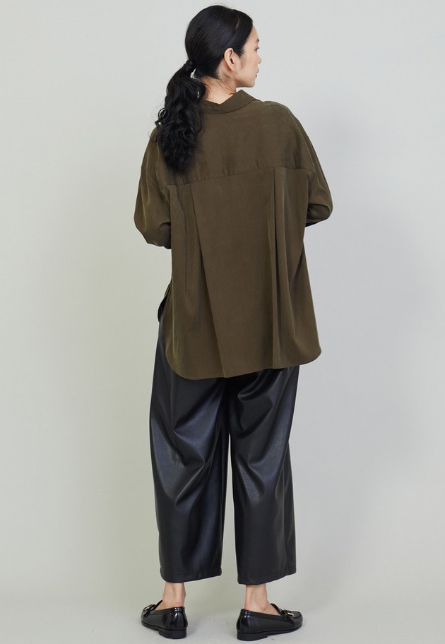 キュプラピーチワークシャツ 詳細画像 Khaki 6