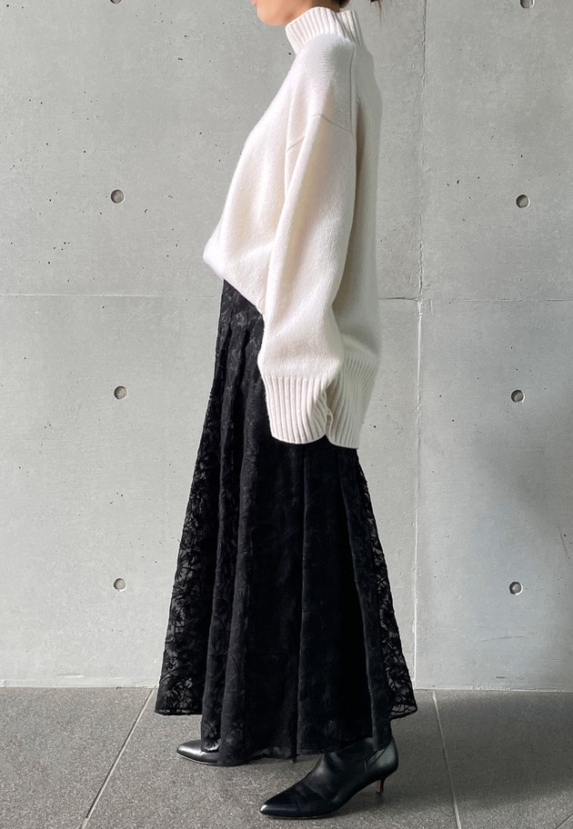 オーガンジー刺繍スカート 詳細画像 Black 11