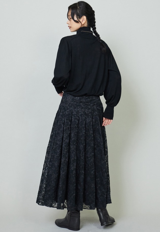 オーガンジー刺繍スカート 詳細画像 Black 8