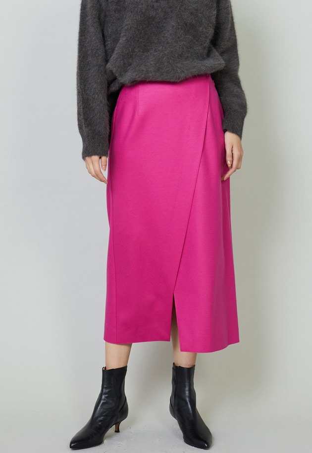 【大草直子さんコラボ・WEB限定カラーあり】圧縮メルトンラップタイトスカート 詳細画像 Pink 1