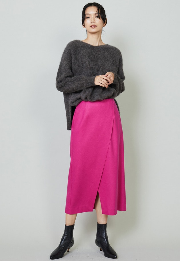 【大草直子さんコラボ・WEB限定カラーあり】圧縮メルトンラップタイトスカート 詳細画像 Pink 4