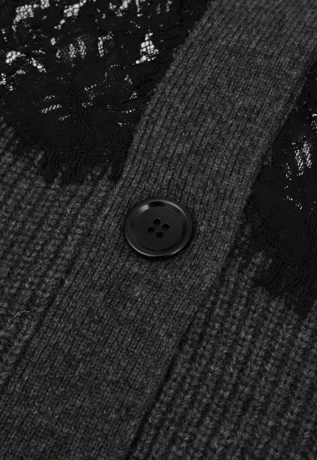 レース畦カーディガン 詳細画像 Gray 7