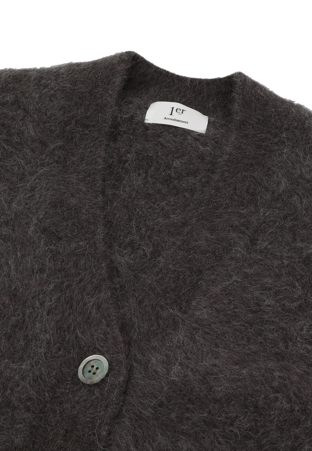 【WEB限定カラーあり】FOXアルパカVネックカーディガン 詳細画像 Dark brown 11
