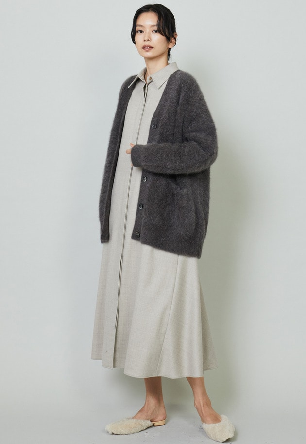 【WEB限定カラーあり】FOXアルパカVネックカーディガン 詳細画像 Dark brown 4