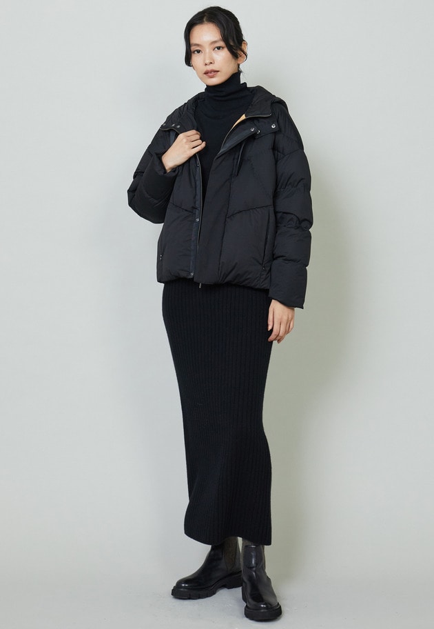 ウールカシミヤワイドリブスカート 詳細画像 Black 4
