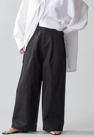 コットンヘンプツイルハイウエストパンツ