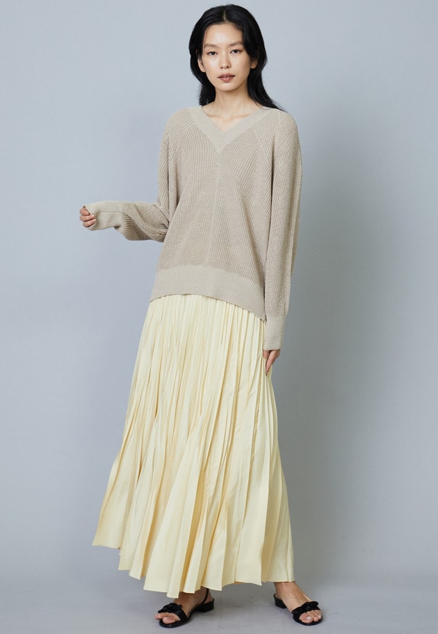 畦リネンデザインＶネックプルオーバー 詳細画像 Beige 10