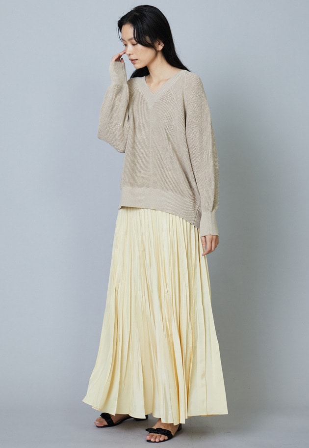 畦リネンデザインＶネックプルオーバー 詳細画像 Beige 11