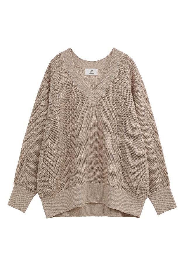 畦リネンデザインＶネックプルオーバー 詳細画像 Beige 14