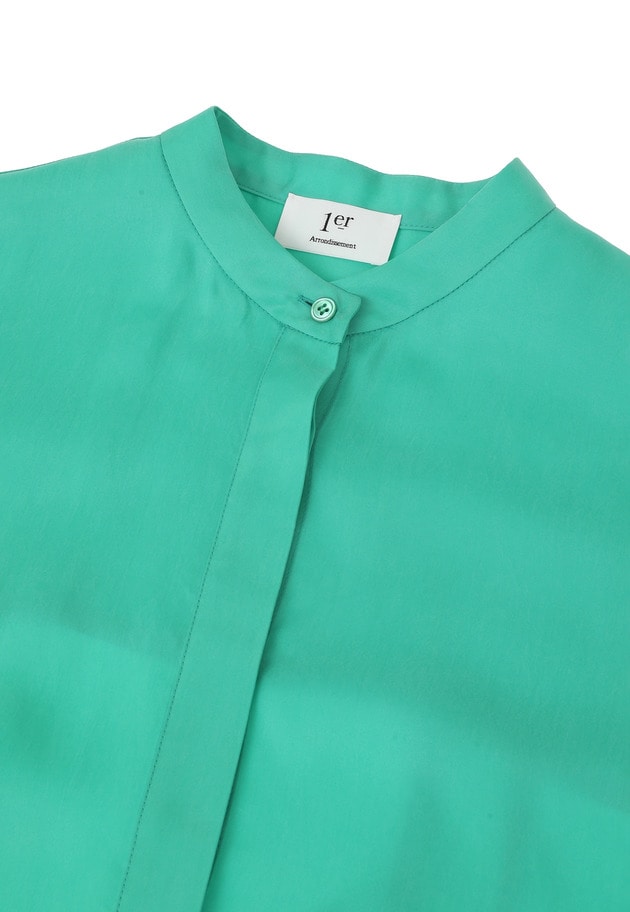 【custard販売開始】キュプラフィブリルスタンドカラーシャツ 詳細画像 Green 4