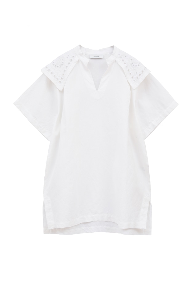 ＜normment（ノーメント）＞コットンリネンエンブロイダリーヨークチュニック 詳細画像 White 11