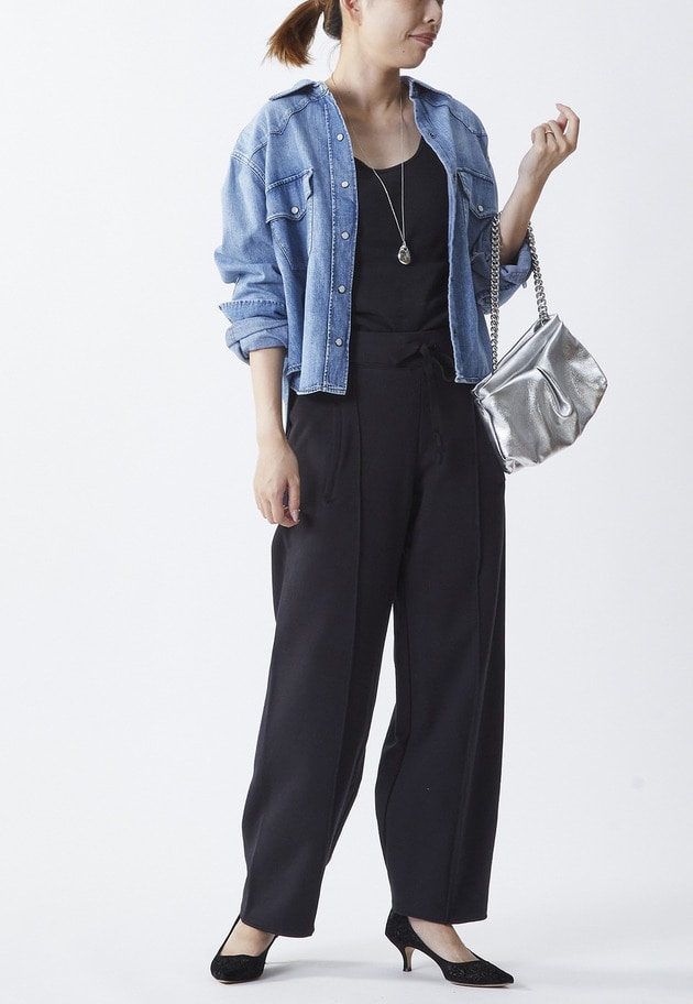 ＜COG THE BIGSMOKE (コグ ザ ビッグ スモーク)＞"GALAXY SEMI-WIDE TROUSERS”ワイドパンツ 詳細画像 Black 3