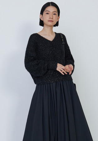 スパークルメッシュＶネックニットプルオーバー