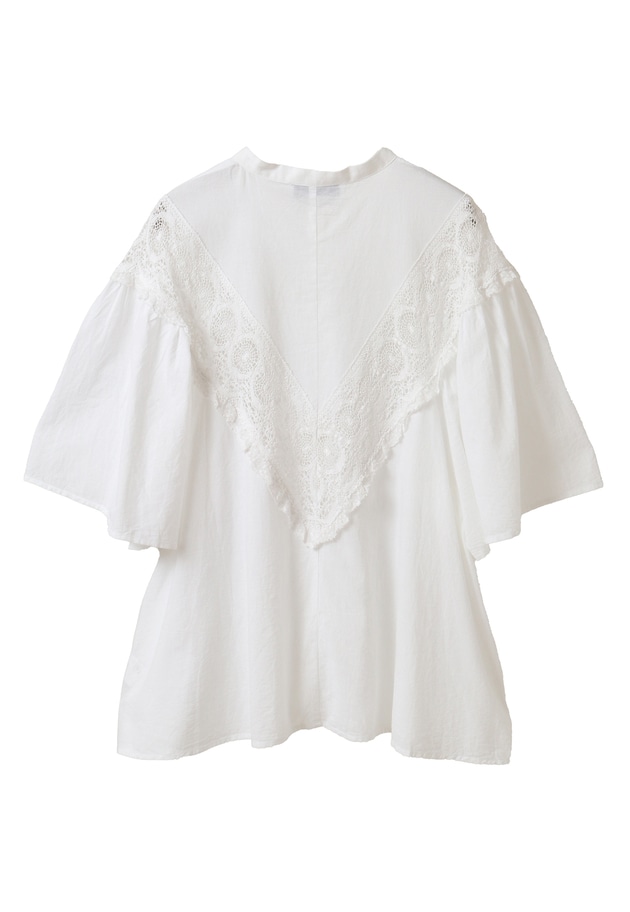 ＜normment（ノーメント）＞コットンボイルレースブラウス 詳細画像 White 12