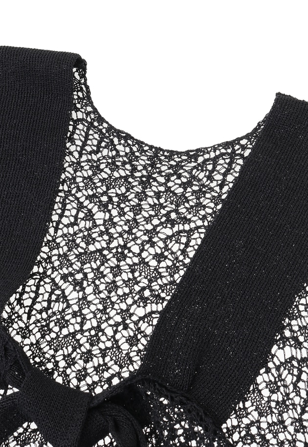 ＜enrica（エンリカ）＞レース柄2WAYニットベスト 詳細画像 Black 13