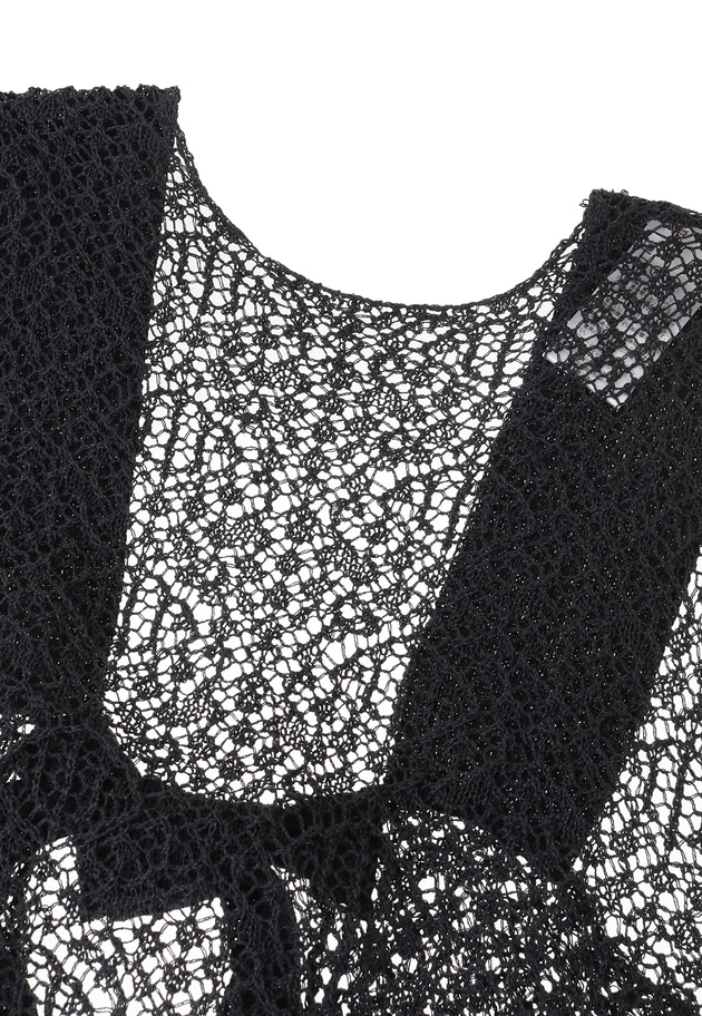 ＜enrica（エンリカ）＞レース柄2WAYニットベスト 詳細画像 Black 14