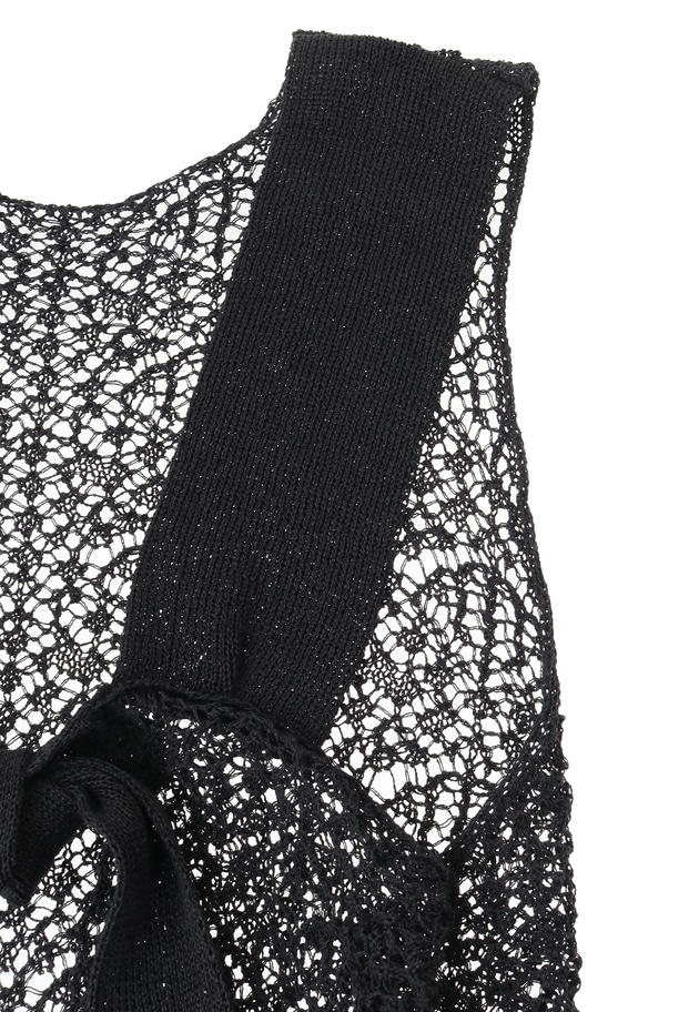 ＜enrica（エンリカ）＞レース柄2WAYニットベスト 詳細画像 Black 15