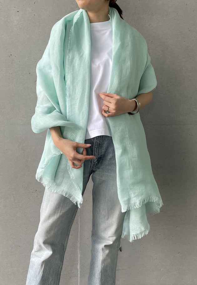＜THROW (スロー)＞“KOVICH”大判リネンストール 詳細画像 Green 1