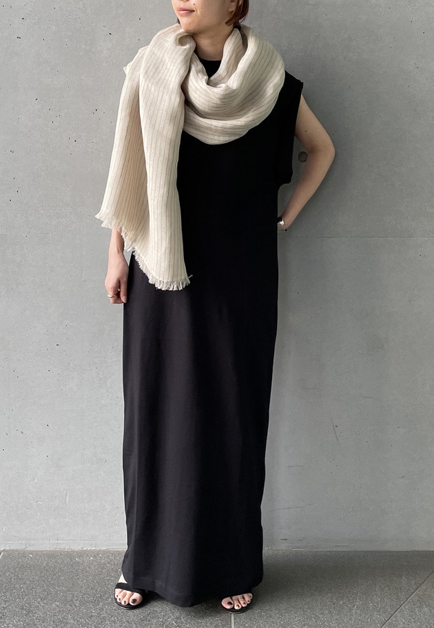 ＜THROW (スロー)＞“ELLIOT”リネンストライプストール 詳細画像 Beige 4