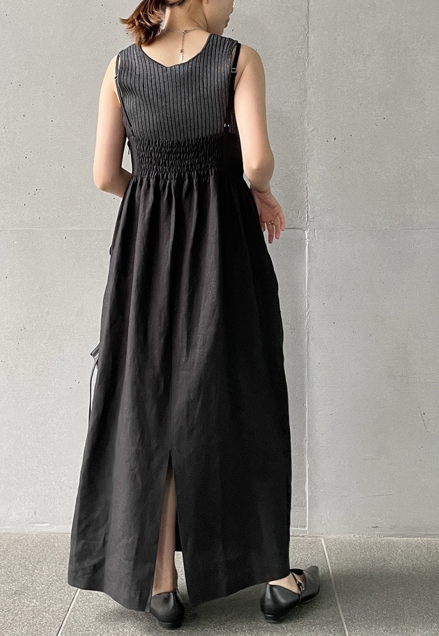 高密度リネンキャミドレス 詳細画像 Black 7
