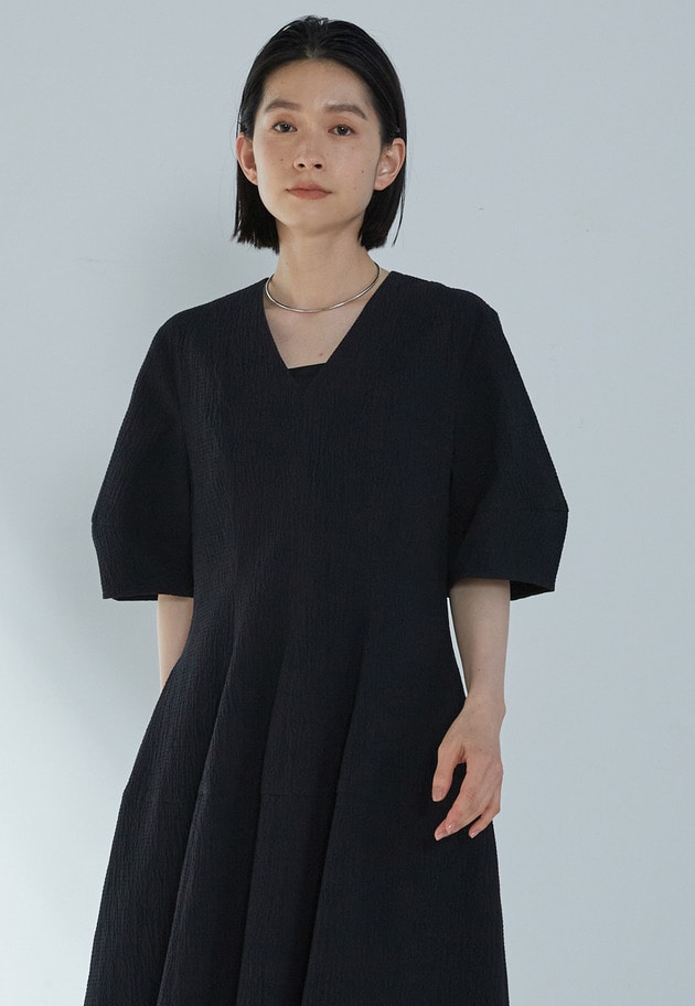 【予約】コットンサッカーフォルムワンピース 詳細画像 Black 5