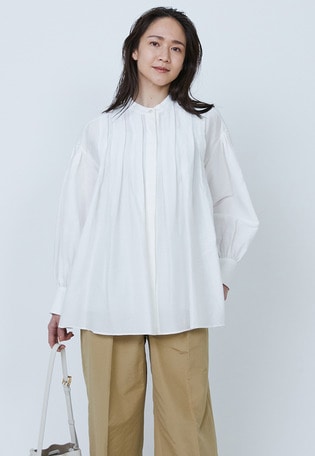 タックバンドカラーシャツ