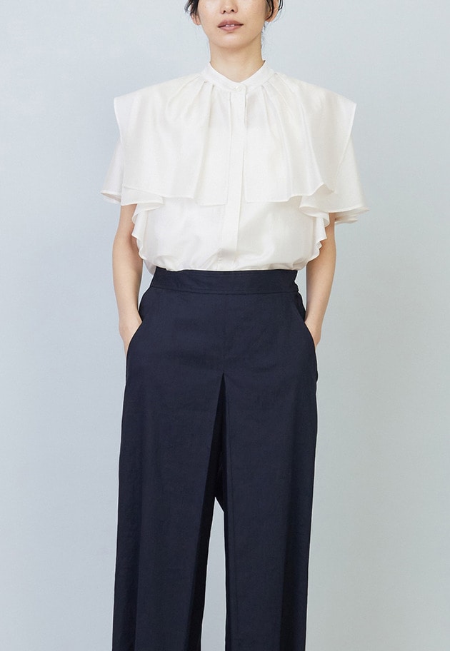【WEB限定・追加予約】シアーテンセルラッフルブラウス 詳細画像 Offwhite 1