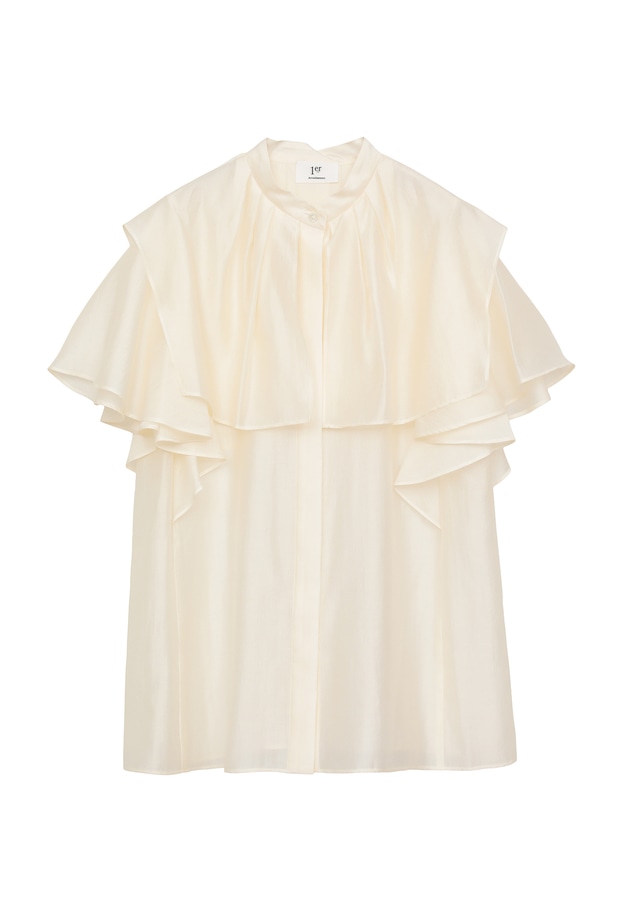 【WEB限定】シアーテンセルラッフルブラウス 詳細画像 Offwhite 11