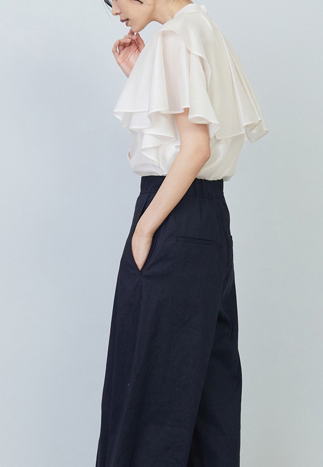 【WEB限定・追加予約】シアーテンセルラッフルブラウス 詳細画像 Offwhite 2