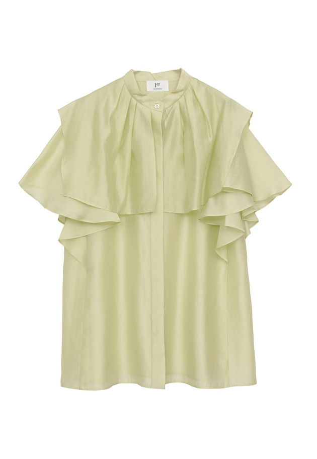 【WEB限定】シアーテンセルラッフルブラウス 詳細画像 Lime 11