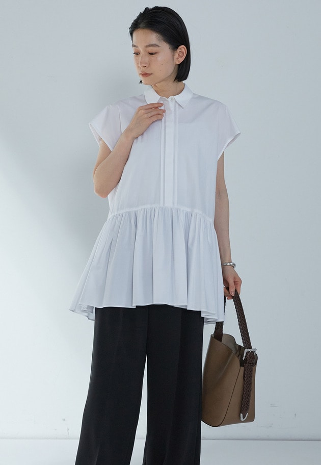 【予約】タイプライターティアードブラウス 詳細画像 Offwhite 1