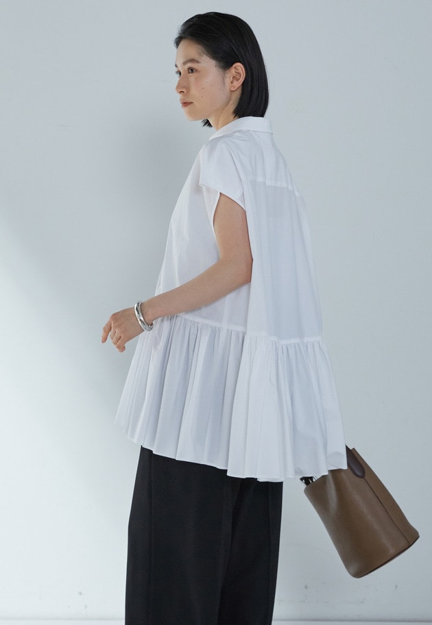 【予約】タイプライターティアードブラウス 詳細画像 Offwhite 2