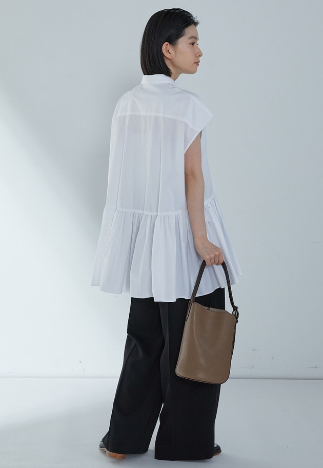 【予約】タイプライターティアードブラウス 詳細画像 Offwhite 5