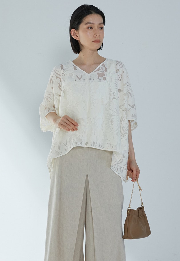 フラワーレースブラウス 詳細画像 Offwhite 1