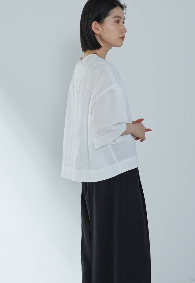 【予約】コットンサッカーランタンブラウス 詳細画像 Offwhite 3