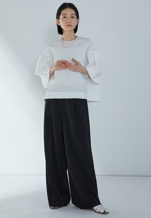 【予約】コットンサッカーランタンブラウス 詳細画像 Offwhite 4