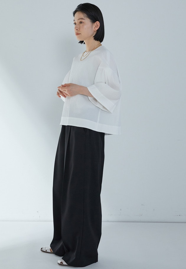 【予約】コットンサッカーランタンブラウス 詳細画像 Offwhite 5